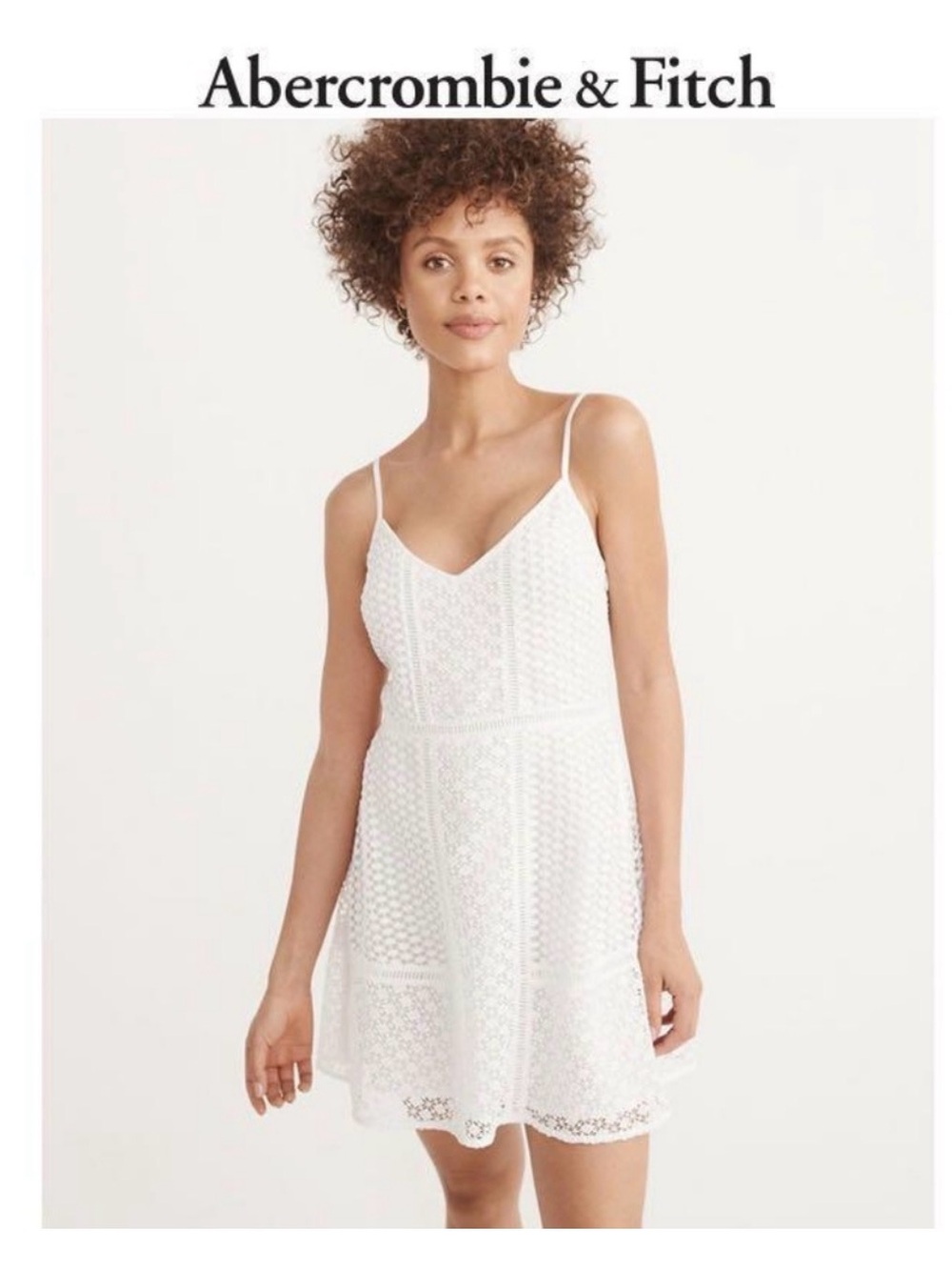 Abercrombie & Fitch White Lace Spaghetti-Strap Sundress
